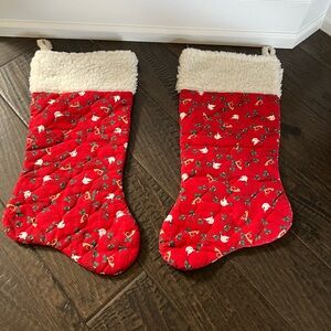 Vintage Festive Red Christmas Stockings Set of 2